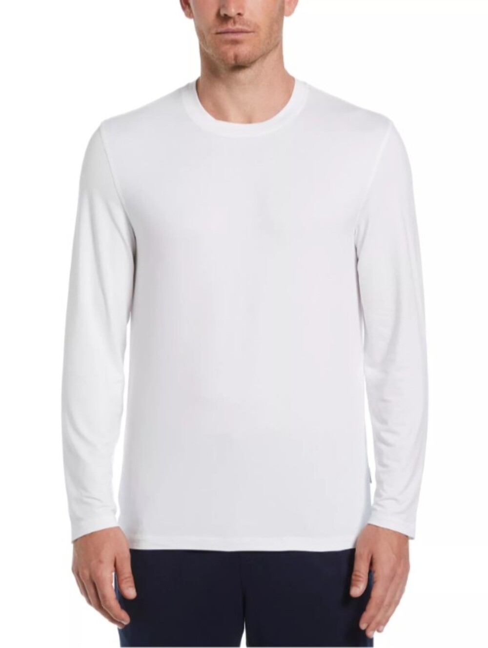 Perry Ellis White Long-Sleeve Crew Neck Sleep/Lounge Shirt